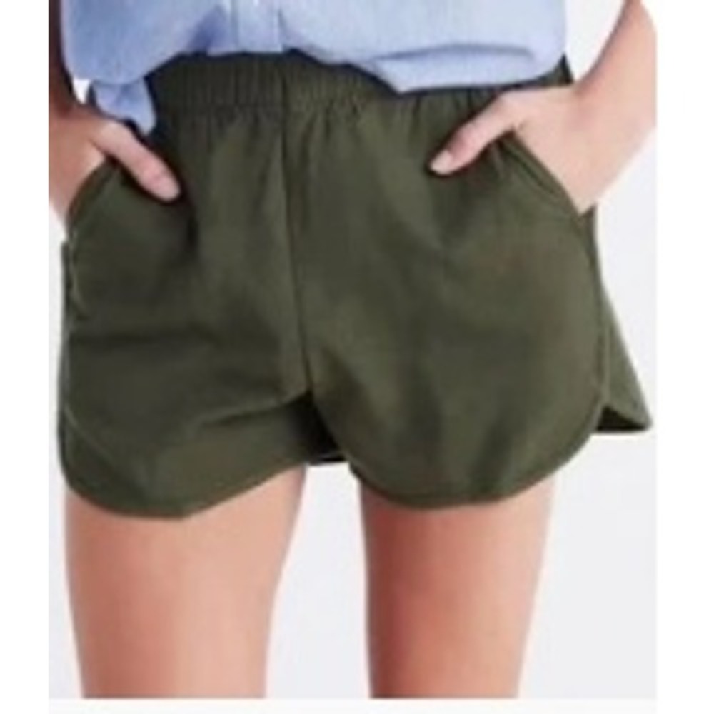 Madewell Olive Green Elastic Waist Pull On Shorts Cotton Viscose CKP453740302